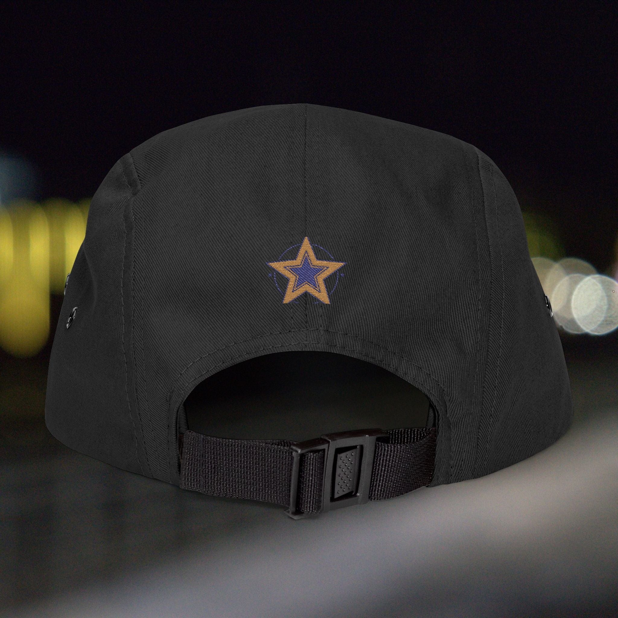Yonkers Embroidered 5-Panel Cap — Vintage City Patch, Adjustable Khaki