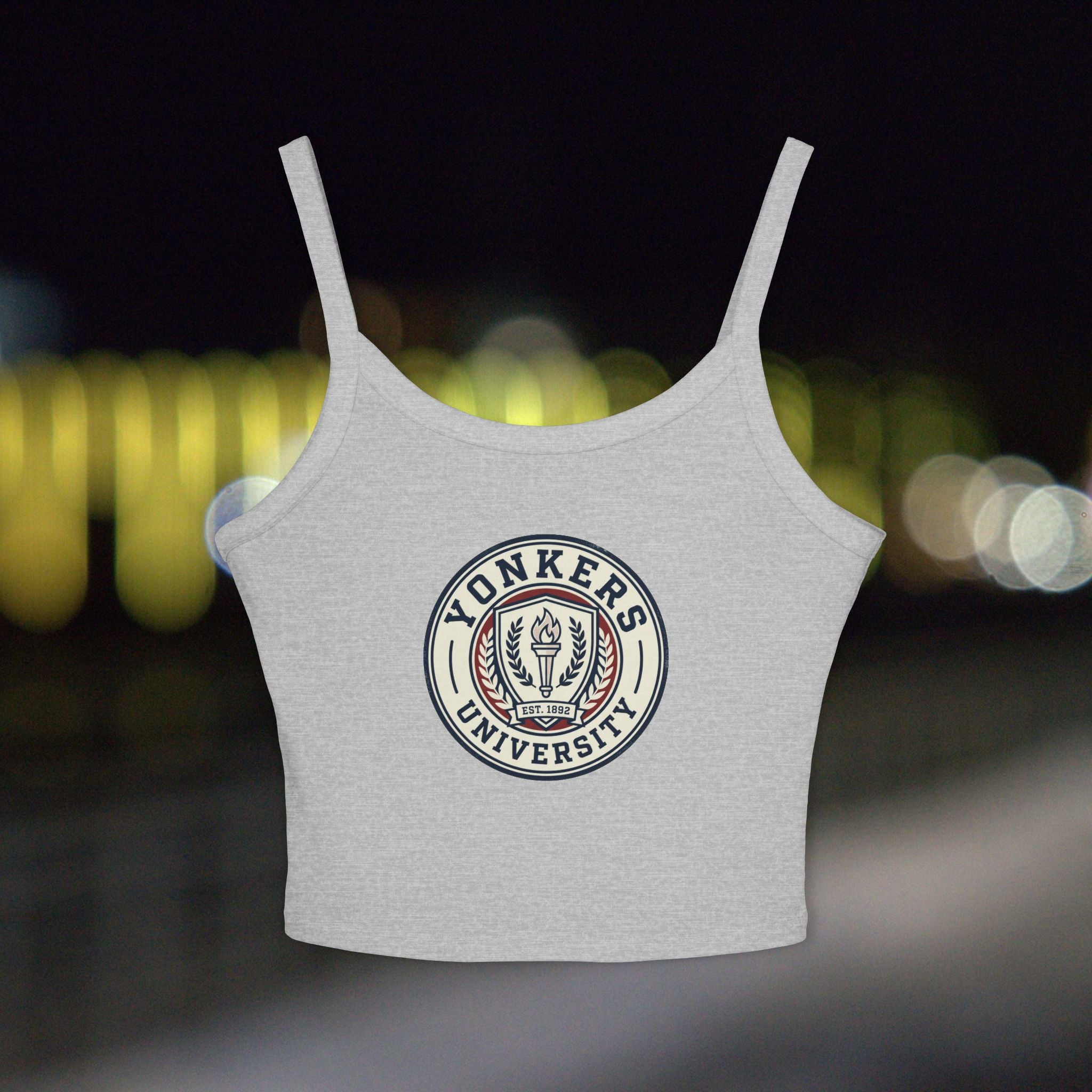 Yonkers University Crop Tank Top — "Yonkers Educated" Heart Logo